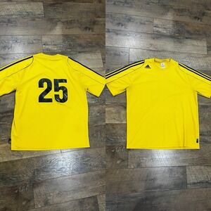 Vintage Y2k Adidas Embroidered Soccer Jersey #25 Climalite Yellow & Black XL '11